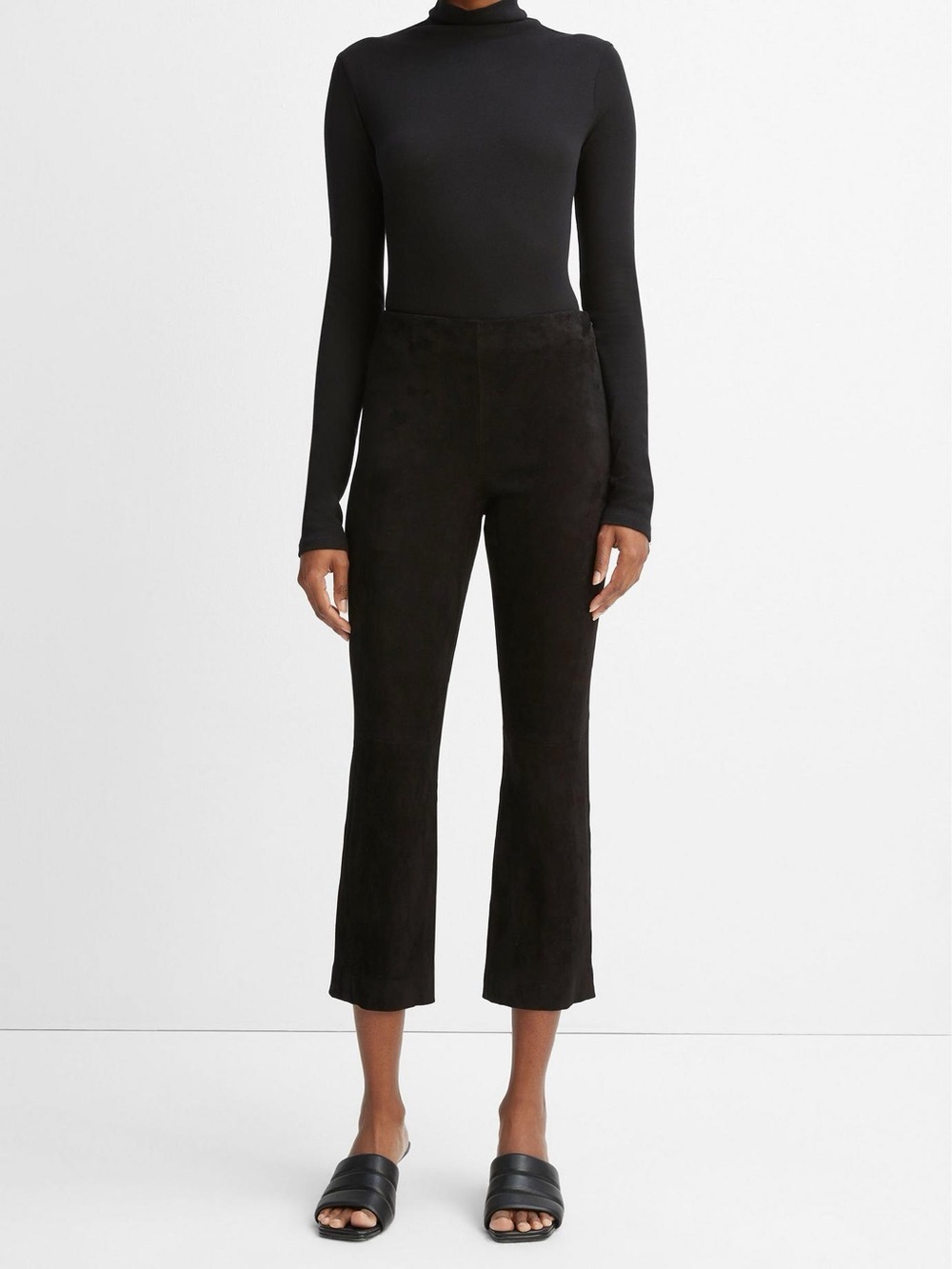 Vince Stretch-Suede Cropped Flare Legging in Black Size XS NWOT